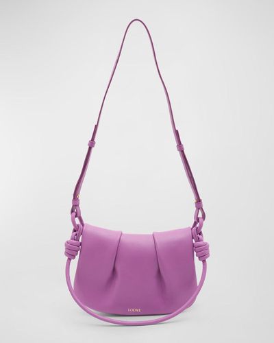 Loewe Paseo Convertible Leather Shoulder Bag - Purple