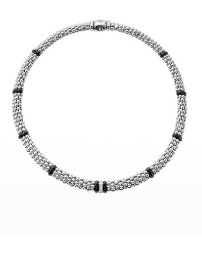 Lagos Black Caviar Diamond Station Necklace, 16" & 18"l - Metallic