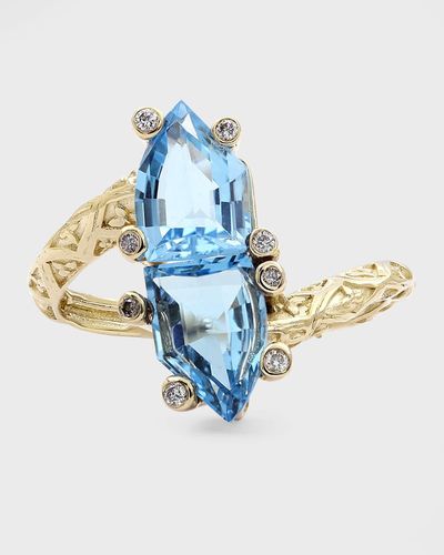 Stephen Dweck Swiss Blue Topaz & Diamond Ring