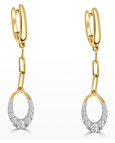 Frederic Sage Small Oval "clip" Diamond Hanging Earrings - Metallic
