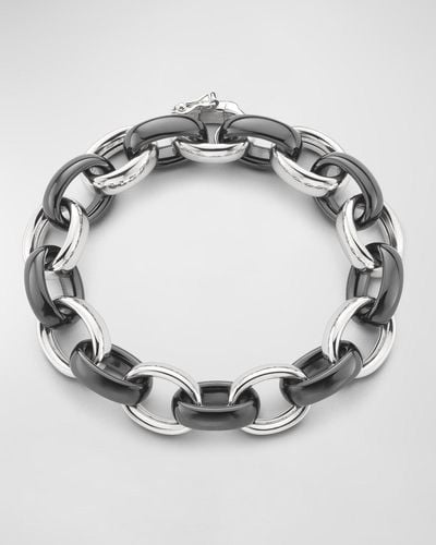 Monica Rich Kosann Sterling Silver Marilyn Xl Ultra Bracelet With Alternating Ceramic Links, 8"l - Metallic