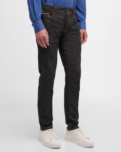 Kiton Selvedge Denim Slim-Straight Jeans - Blue