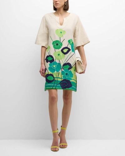 Frances Valentine Dreamy Caftan Mini Dress - Green