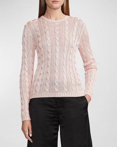 Ralph Lauren Collection Cable High-Shine Silk Sweater - Pink
