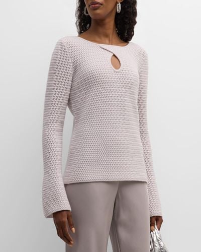 TSE Recycled Cashmere Cutout Knit Sweater - Gray