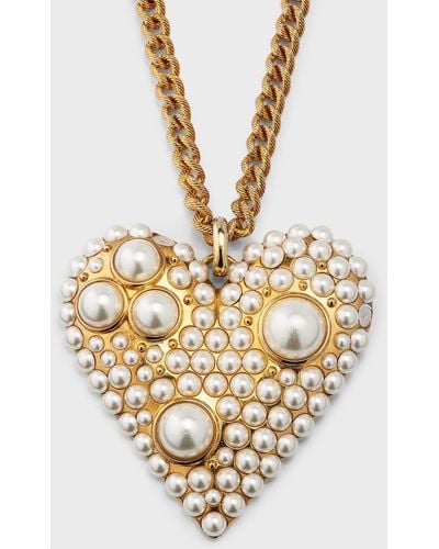 Carolina Herrera Pearlescent Heart Necklace - Metallic