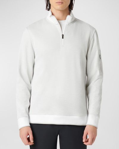 Bugatchi Knit Quarter-Zip Sweater - White