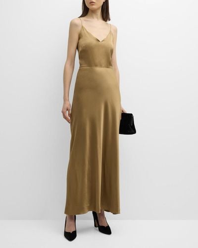 Chloé X Atelier Jolie V-Neck Sleeveless Silk Maxi Slip Dress - Green