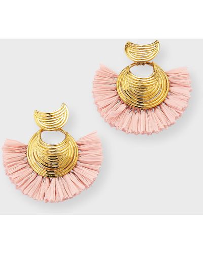 Gas Bijoux Mini Luna Wave Drop Raffia Earrings - Pink