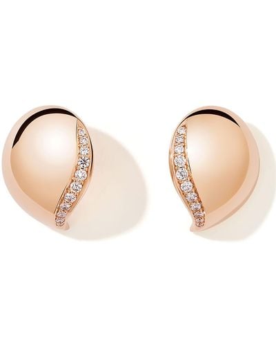 Tamara Comolli 18k Rose Gold Signature Wave Earrings With Diamonds - Pink