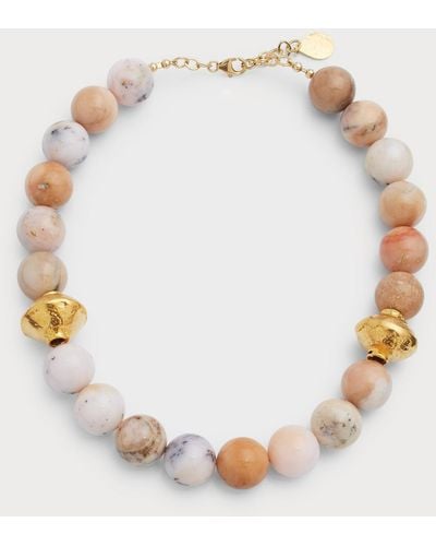 Devon Leigh Round Beaded Accent Necklace - Natural