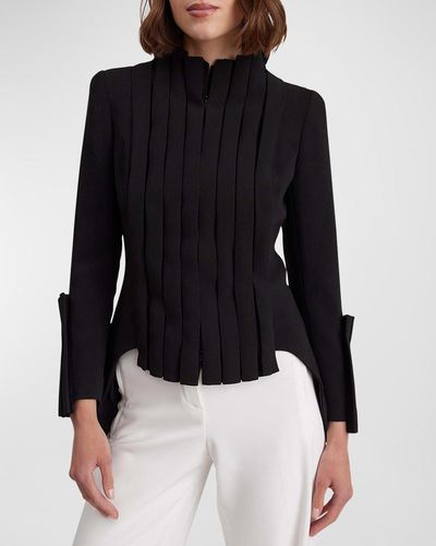 Anne Fontaine Secret Pleated High-Low Jacket - Black