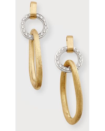 Marco Bicego 18k Yellow And White Gold Hoop Drop Earrings With Diamonds - Metallic