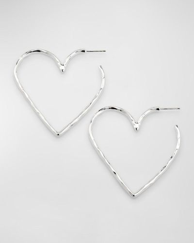 Nest Heart Hammered Skinny Hoop Earrings - Metallic