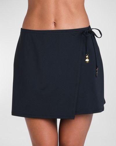 Sunshine 79 Solid Wrap Mini Skirt Coverup - Black