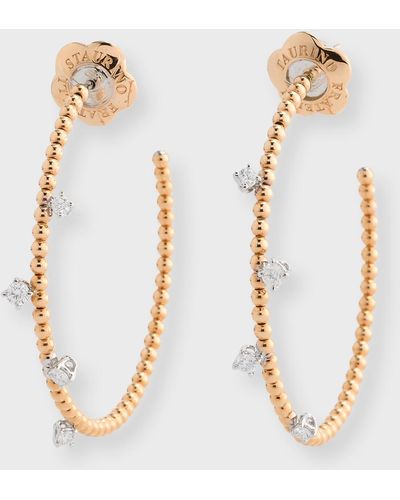 Staurino 18k Rose Gold La Vuleta Diamond Hoop Earrings - Metallic