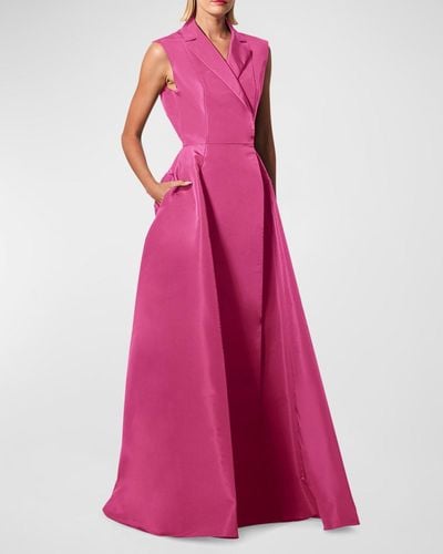 Carolina Herrera Sleeveless Trench Gown With Pockets - Pink