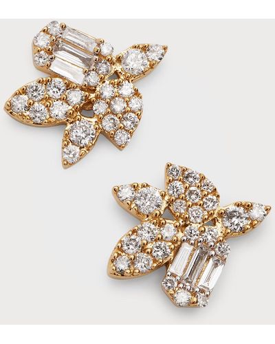 Kastel Jewelry 18k Yellow Gold Callie Lotus Diamond Stud Earrings - Metallic
