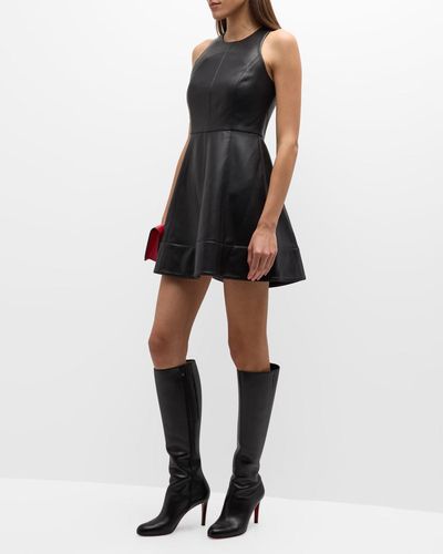 Alexis Lorenza Sleeveless Vegan Leather A-Line Mini Dress - Black