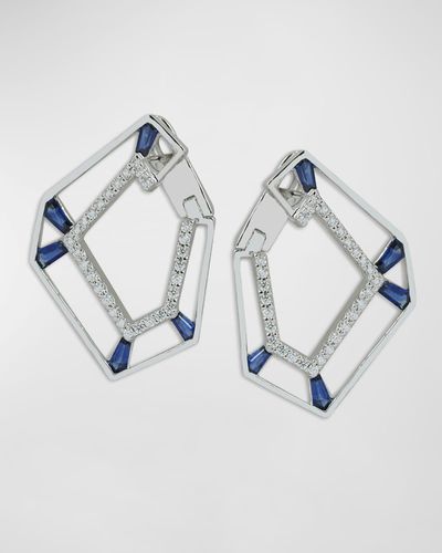 Kavant & Sharart 18k White Gold Sapphire And Diamond Angular Earrings - Blue