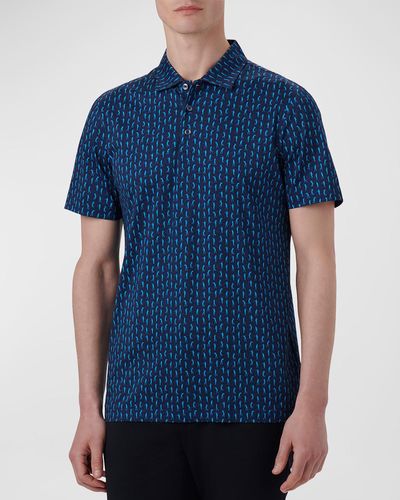 Bugatchi Ooohcotton Tech Golf-print Polo Shirt - Blue