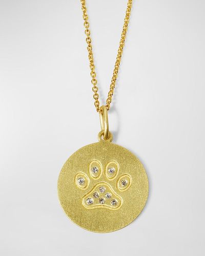 Roberto Coin 18k Diamond Paw Disc Pendant Necklace - Metallic