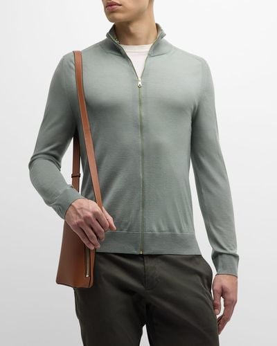 Paul Smith Merino Wool Full-Zip Sweater - Gray