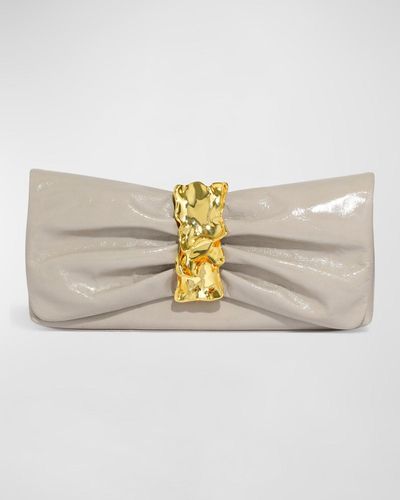 Alexis Ruched Metal Convertible Shoulder Bag - Natural