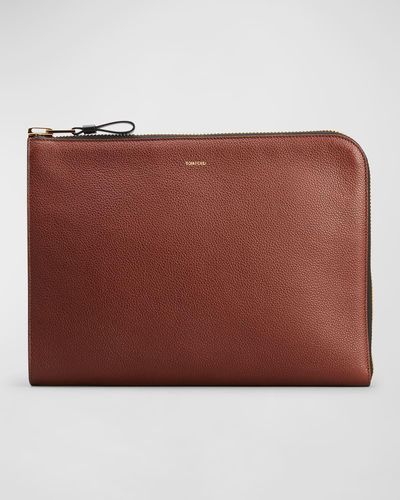 Tom Ford Zip-Around Leather Portfolio Case - Red