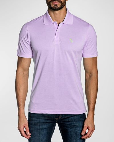 Jared Lang Pima Cotton Knit Polo Shirt - Purple