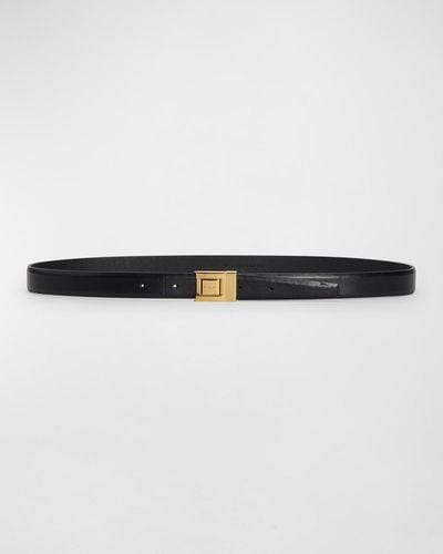 Saint Laurent Turnlock Leather Belt - Black