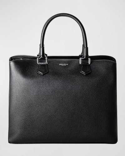 Serapian Luna Leather Top-handle Bag - Black
