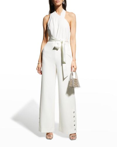 MILLY Thea Backless Cady Jumpsuit - White