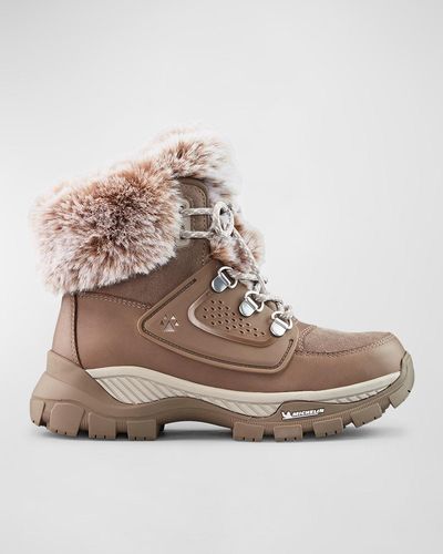 Cougar Shoes Union Leather Faux Fur Hiker Booties - Natural