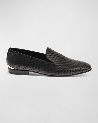 CoSTUME NATIONAL Perforated Leather Loafers - Black