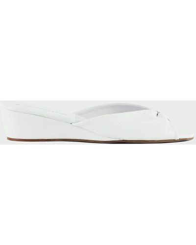 Jacques Levine Leather Open-toe Slippers - White