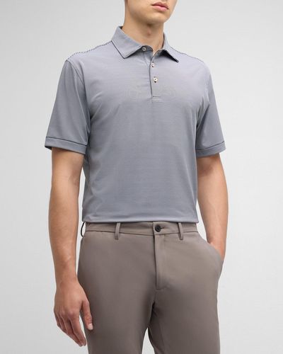 Peter Millar Jubilee Stripe Stretch-Jersey Polo Shirt - Gray