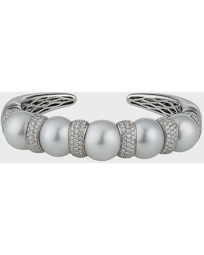 Belpearl 18k White Gold South Sea Pearl Diamond Bracelet - Metallic