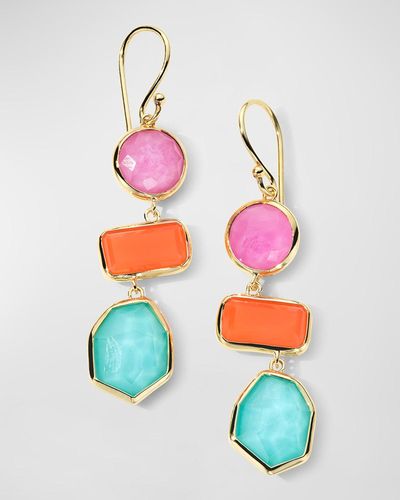 Ippolita 18k Rock Candy Large 3-stone Drop Earrings In Summer Rainbow 2 Version B - White