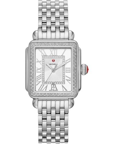 Michele Deco Madison Mid Stainless Steel Diamond Watch - White