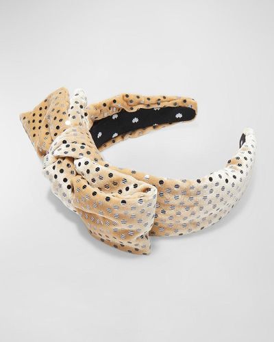 Lele Sadoughi Holly Dotted Velvet Headband - White