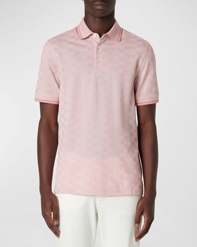 Bugatchi Cotton Jacquard Polo Shirt - Pink