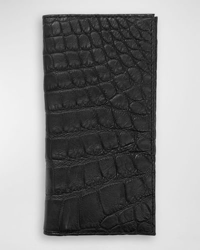 Abas Matte Alligator Leather Bifold Coat Wallet - Black