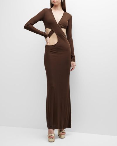 Zeynep Arcay Jersey Midi Dress W/ Cutouts - Brown