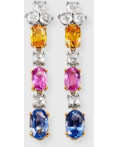 Andreoli Sapphire Drop Earrings With Diamonds - Pink