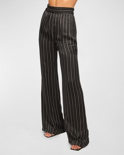 Ramy Brook Anahi Striped Wide-leg Pants - Black