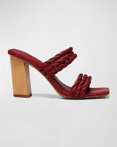Joie Giulianna Braided Leather Slide Sandals - Red