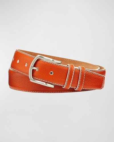 W. Kleinberg South Beach Pebbled Leather Belt - Orange