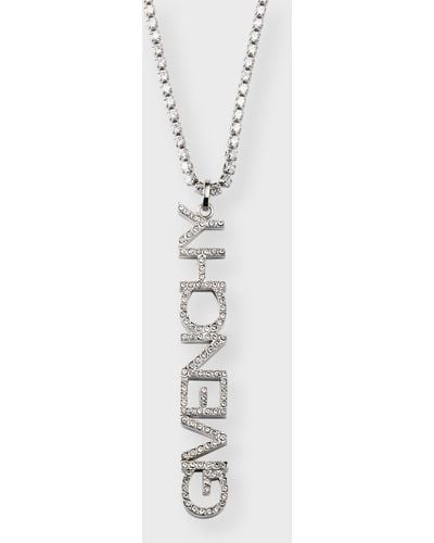 Givenchy Crystal Logo Lettering Pendant Necklace - White