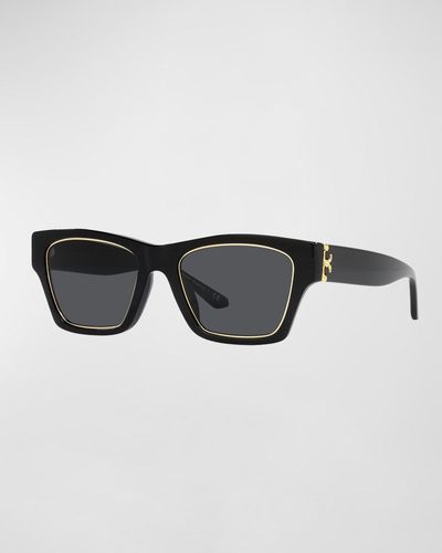 Tory Burch 53mm Rectangular Sunglasses - Black